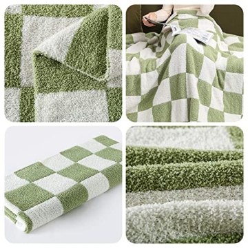 QQP Checkered Throw Blanket Soft Cozy Microfiber Reversible