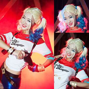 Mersi Blonde Wigs for Women Costume Braided Ponytails Wigs for Halloween Party S052