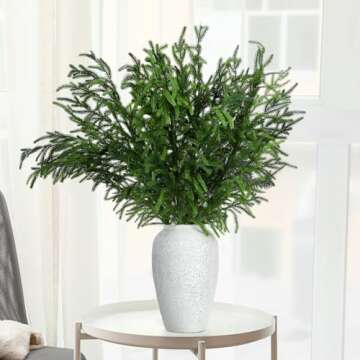Zeyune 12 Pcs Norfolk Pine Branches for Festive Decor