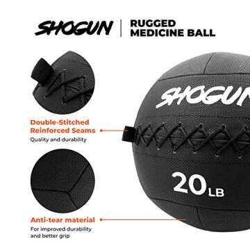 Shogun Sports. Rugged Medicine Ball. Highly Durable Wall Ball for Strength and Conditioning, Military, Cross Training & Home Workouts (10)
