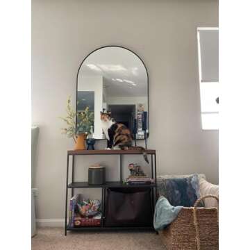 MYlovelylands 24x36 inch Black Arched Mirror for Bathroom Vanity Mirror or Wall Decor Arch Mirror Br...