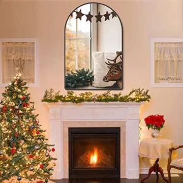 MYlovelylands 24x36 inch Black Arched Mirror for Bathroom Vanity Mirror or Wall Decor Arch Mirror Brushed Metal Frame Wall Mounted Mirror for Bathroom LivingRoom Bedroom Entryway