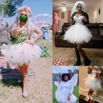 Topdress Womens 1950s Vintage Tutu Petticoat Ballet Bubble Skirt (26 Colors), White, S/M