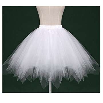 Topdress Womens 1950s Vintage Tutu Petticoat Ballet Bubble Skirt (26 Colors), White, S/M