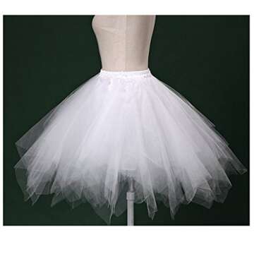 Topdress Womens 1950s Vintage Tutu Petticoat Ballet Bubble Skirt (26 Colors), White, S/M
