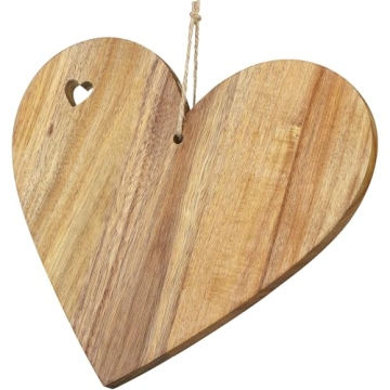 Shojoy 13.7 x 11.8 Inch Valentine's Day Heart Shaped Wood Cutting Board Wooden Serving Board Decorat...
