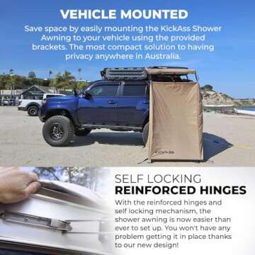 KickAss Premium Shower Tent Awning with Roll Out Roof - Quality Durable Car Awning | Shower Room | Privacy Shelter Bathroom Outdoor Changing Room Patio | Tall | Portable | Waterproof | Off Grid | 4x4