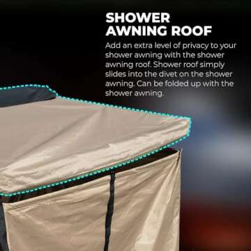 KickAss Premium Shower Tent Awning with Roll Out Roof - Quality Durable Car Awning | Shower Room | Privacy Shelter Bathroom Outdoor Changing Room Patio | Tall | Portable | Waterproof | Off Grid | 4x4