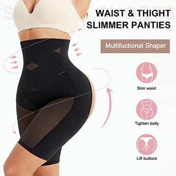 AOSBOEI High Waisted Body Shaper Shorts Tummy Control Shapewear Panties Under Dress Slips Seamless B...