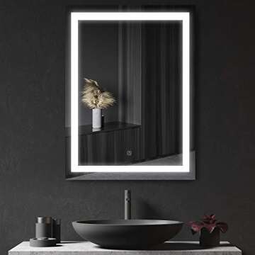HOMCOM LED Bathroom Mirror Wall Mount Vanity Make Up Mirror with Dimmable Touch Switch Control and D...
