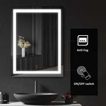 HOMCOM LED Bathroom Mirror Wall Mount Vanity Make Up Mirror with Dimmable Touch Switch Control and Defogger, Waterproof - 32" x 24"