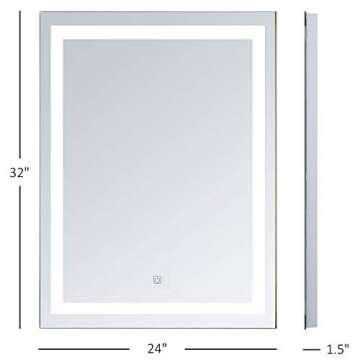 HOMCOM LED Bathroom Mirror Wall Mount Vanity Make Up Mirror with Dimmable Touch Switch Control and Defogger, Waterproof - 32" x 24"