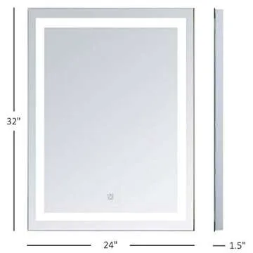 HOMCOM LED Bathroom Mirror Wall Mount Vanity Make Up Mirror with Dimmable Touch Switch Control and Defogger, Waterproof - 32" x 24"