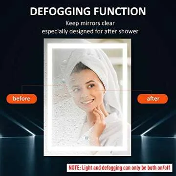 HOMCOM LED Bathroom Mirror Wall Mount Vanity Make Up Mirror with Dimmable Touch Switch Control and Defogger, Waterproof - 32" x 24"