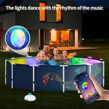 Homly Rechargeable Submersible Pool Lights with Wireless APP Control, Waterproof Underwater Smart LED Lights Controlled Multiple Lighting Modes, 4000mAh Magnets Lights for Multi Scene Pool Decoration