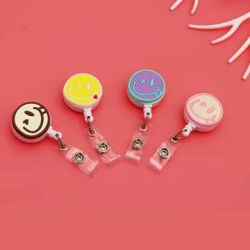 KAGNAL 4Pcs Nurse Badge Reel Cute Retractable Badge Holder with Clip Nursing Name Card Holder for Nu...