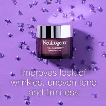 Neutrogena Triple Age Repair Anti-Aging Night Cream with Vitamin C; Fights Wrinkles & Evens Tone, Firming Anti-Wrinkle Face & Neck Cream; Glycerin & Shea Butter, 1.7 oz