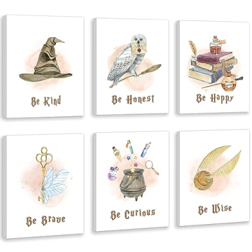 CHDITB Magical Girls Room Decor Set of 6 Motivational Watercolor Canvas Prints