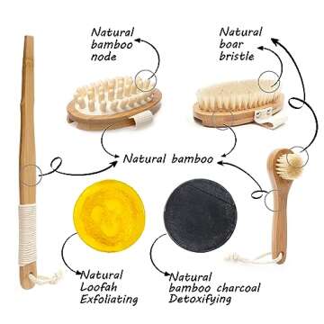 All Natural Soap and Dry Brushing Body Brush Gift Set for Lymphatic Drainage | Boar Bristle | Exfoli...