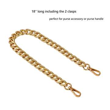 Medium Size Fabulous Metal Shoulder Crossbody Purse Strap Replacement Bag Chain Accessories (18‘’, Antique Gold)