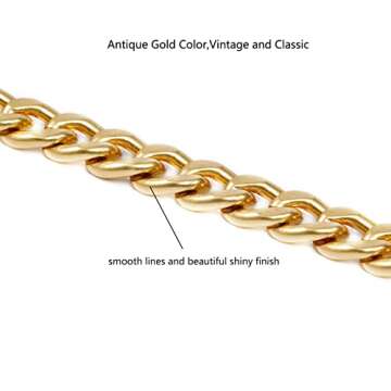 Medium Size Fabulous Metal Shoulder Crossbody Purse Strap Replacement Bag Chain Accessories (18‘’, Antique Gold)