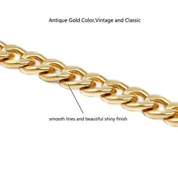 Medium Size Fabulous Metal Shoulder Crossbody Purse Strap Replacement Bag Chain Accessories (18‘’, Antique Gold)