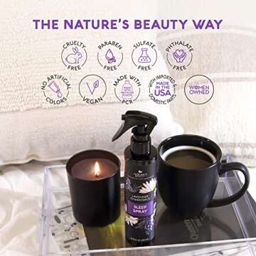 Nature's Beauty Lavender Chamomile Sleep Spray Multi-Pack - Sleep Well + Relax with Premium Grade Room + Pillow Spray, Made w/Coconut, Jojoba + Moringa Seed Oils, 6.76 fl oz (2 Pack)
