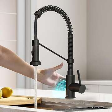 KRAUS Bolden Touchless Sensor Commercial Style 2-Function Single Handle Pull Down Kitchen Faucet in ...