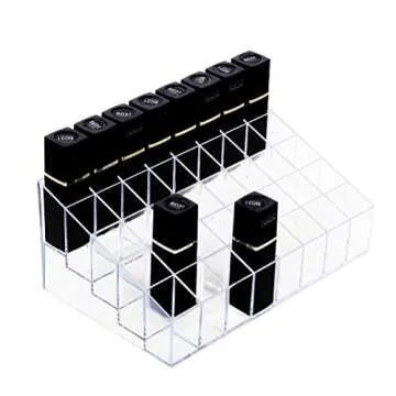HBlife Lipstick Holder, 40 Spaces Clear Acrylic Lipstick Organizer Display Stand Cosmetic Makeup Organizer for Lipstick, Brushes, Bottles, and More