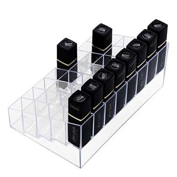 HBlife Lipstick Holder, 40 Spaces Clear Acrylic Lipstick Organizer Display Stand Cosmetic Makeup Organizer for Lipstick, Brushes, Bottles, and More