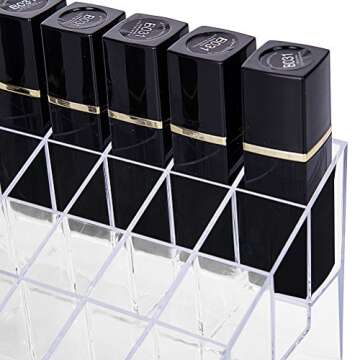 HBlife Lipstick Holder, 40 Spaces Clear Acrylic Lipstick Organizer Display Stand Cosmetic Makeup Organizer for Lipstick, Brushes, Bottles, and More
