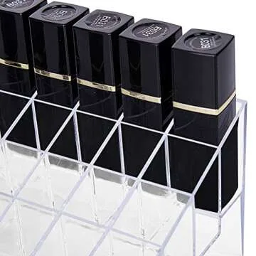 HBlife Lipstick Holder, 40 Spaces Clear Acrylic Lipstick Organizer Display Stand Cosmetic Makeup Organizer for Lipstick, Brushes, Bottles, and More