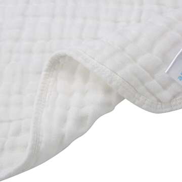 CottCare Baby Muslin Washcloths,Natural Purified Muslin Cotton Baby Wipes 6 Layer Absorbent Soft Newborn Baby Face Towel for Sensitive Skin,Baby Registry as Shower 5 Pack 10x10 inches