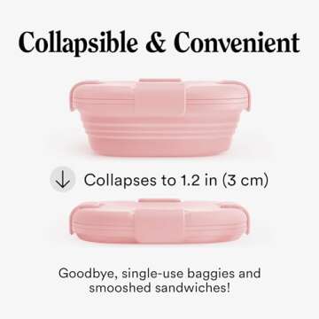 STOJO Collapsible Sandwich Box – 24oz, Reusable Food Storage Container, Silicone Bowl for Hot/Cold Food – Meal Prep, Lunch, Camping, Hiking – Dishwasher Safe (Set of 1, Carnation)