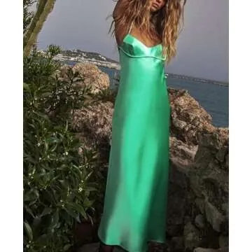 Stylish Pink Satin Backless Maxi Dress for Women