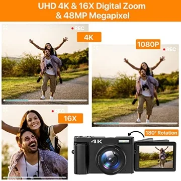 Compact 4K Digital Camera with Autofocus & Zoom Features