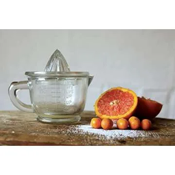 Creative Co-Op 2-Piece Clear Pressed Glass Juicer - Effortless Citrus Squeezing