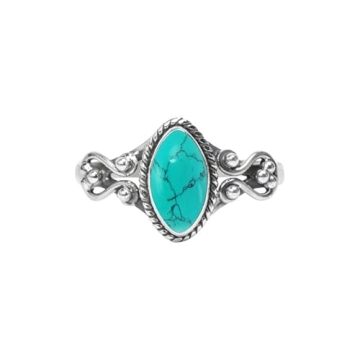 Turquoise Stone Ring, 925 Sterling Silver Statement Ring For Women, Handmade Ring Gemstone Promise R...