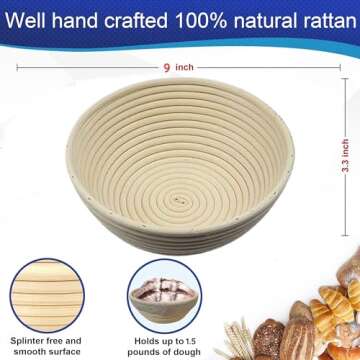 9 Inch Round Bread Banneton Proofing Basket Set of 2 – Bread Baking Kit Sourdough Proofing Basket ...