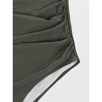 CUPSHE Women's Plus Size One Piece Swimsuit Green Halter Shirring Bikini, Size 3X