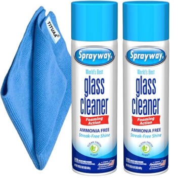 Sprayway Glass Cleaner Spray Foam Bundle - Ultimate Streak-Free Solution with Microfiber Cloth