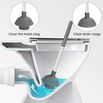 TreeLen Toilet Plunger and Brush Set, 2 in 1 Toilet Bowl Brush Plunger with Holder Combo Caddy Stand...