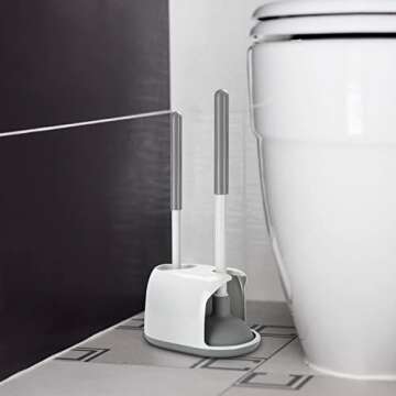 TreeLen Toilet Plunger and Brush Set, 2 in 1 Toilet Bowl Brush Plunger with Holder Combo Caddy Stand for Bathroom Cleaning