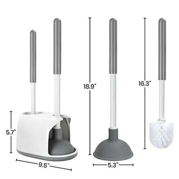 TreeLen Toilet Plunger and Brush Set, 2 in 1 Toilet Bowl Brush Plunger with Holder Combo Caddy Stand for Bathroom Cleaning