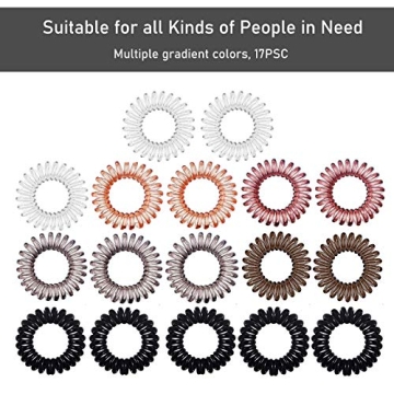 Teqifu Spiral Hair Ties - 17 Pack for All Hair Types