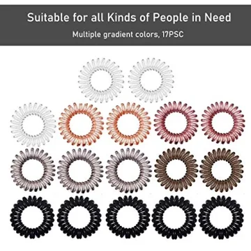 Teqifu Spiral Hair Ties - 17 Pack for All Hair Types
