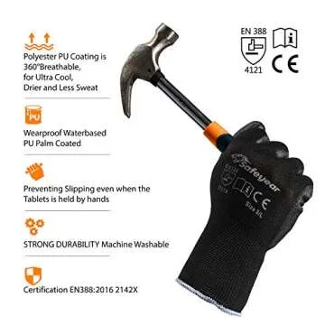 Durable Safeyear Work Gloves - 12 Pairs, Excellent Grip
