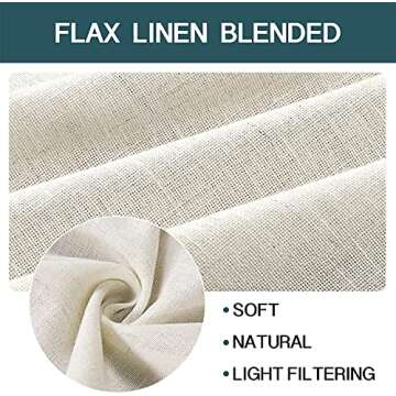 FantasDecor Linen Sheer Curtains 108 inch Length 2 Panels Set Light Filtering Privacy Drapes Rod Pocket Window Blinds Shades for Farmhouse Living Room, Ivory