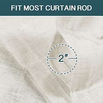 FantasDecor Linen Sheer Curtains 108 inch Length 2 Panels Set Light Filtering Privacy Drapes Rod Pocket Window Blinds Shades for Farmhouse Living Room, Ivory