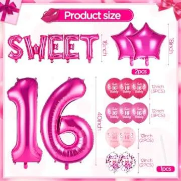 Hot Pink Sweet 16 Balloon Set for Unforgettable Celebrations